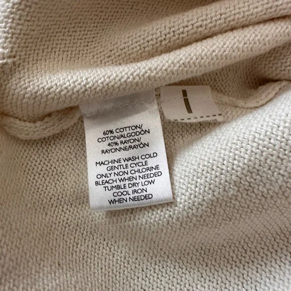 LOFT Cream Cotton Blend Crewneck Sweater with Embroidered Black Cat Silhouette - Picture 6 of 7